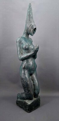 Frank Linke "Nachtgebet" 2019 | Ton, gebrannt und patiniert, Höhe 66 cm