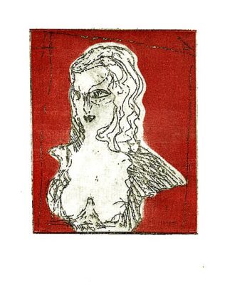 Angelika Ludwig "Bildnis" 2022 | Farbradierung, ca.10x8 cm