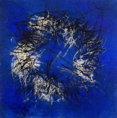 Ingrid Bertel "Wortband" 2014 | Farbradierung, 25x25 cm