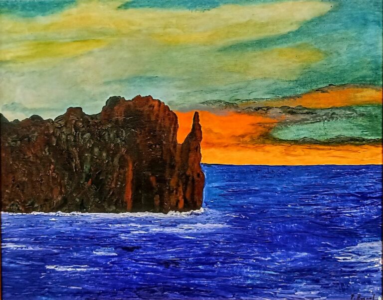 Pierre Arimond "Sonnenuntergang am Atlantik" | Acrylmalerei auf Leinwand, 40X30 cm