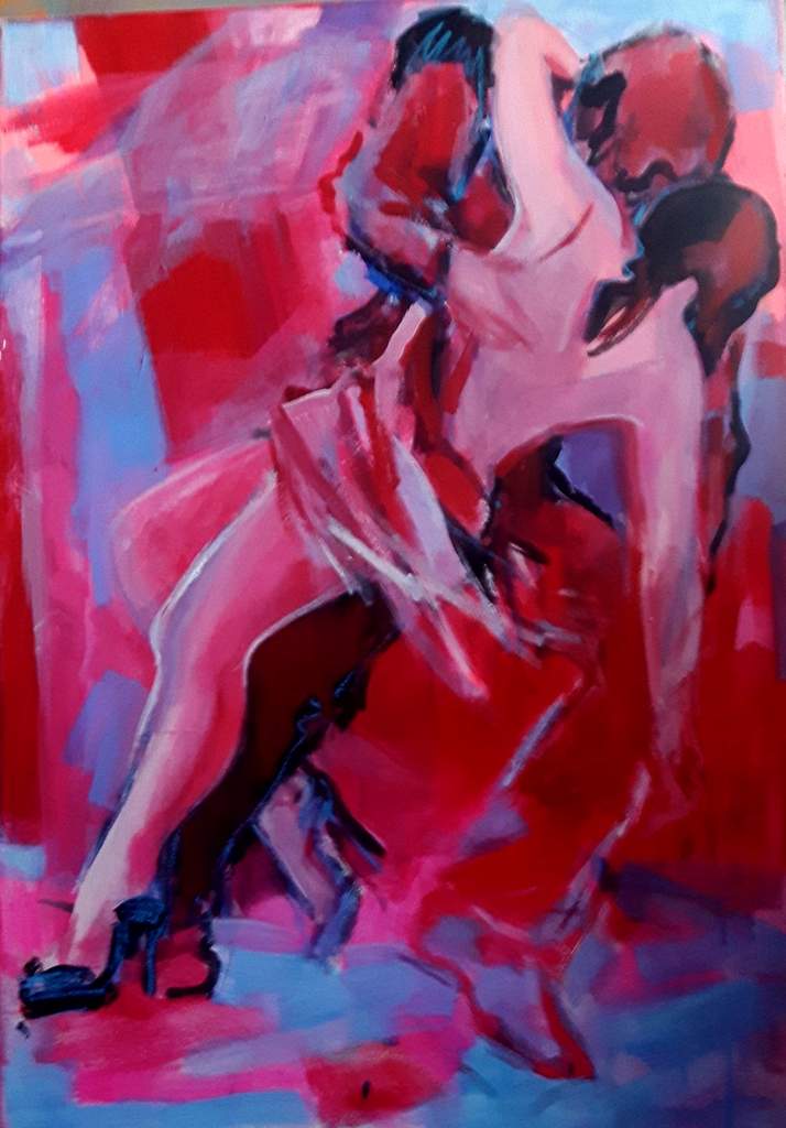 Stella Krehl "Tanz am Abend", 2018, Acryl und Öl auf Leinwand, 100x75 cm
