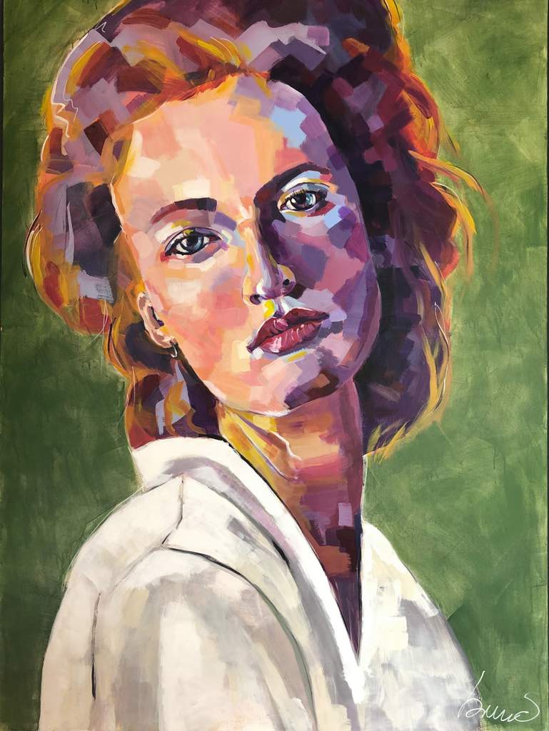 Bruno F. Apitz, "Frau in Grün", 2019, Acryl auf Keilrahmen, 100x140 cm