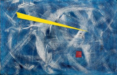 Koki van Trotten "Viele Farben Blau" (2021) | Öl & Acryl auf Karton | 32,4x50 cm