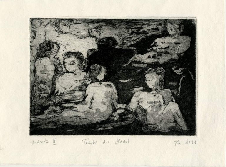 Frank Hartung "Töchter der Nacht" (2021) | Aquatinta, 21x15 cm